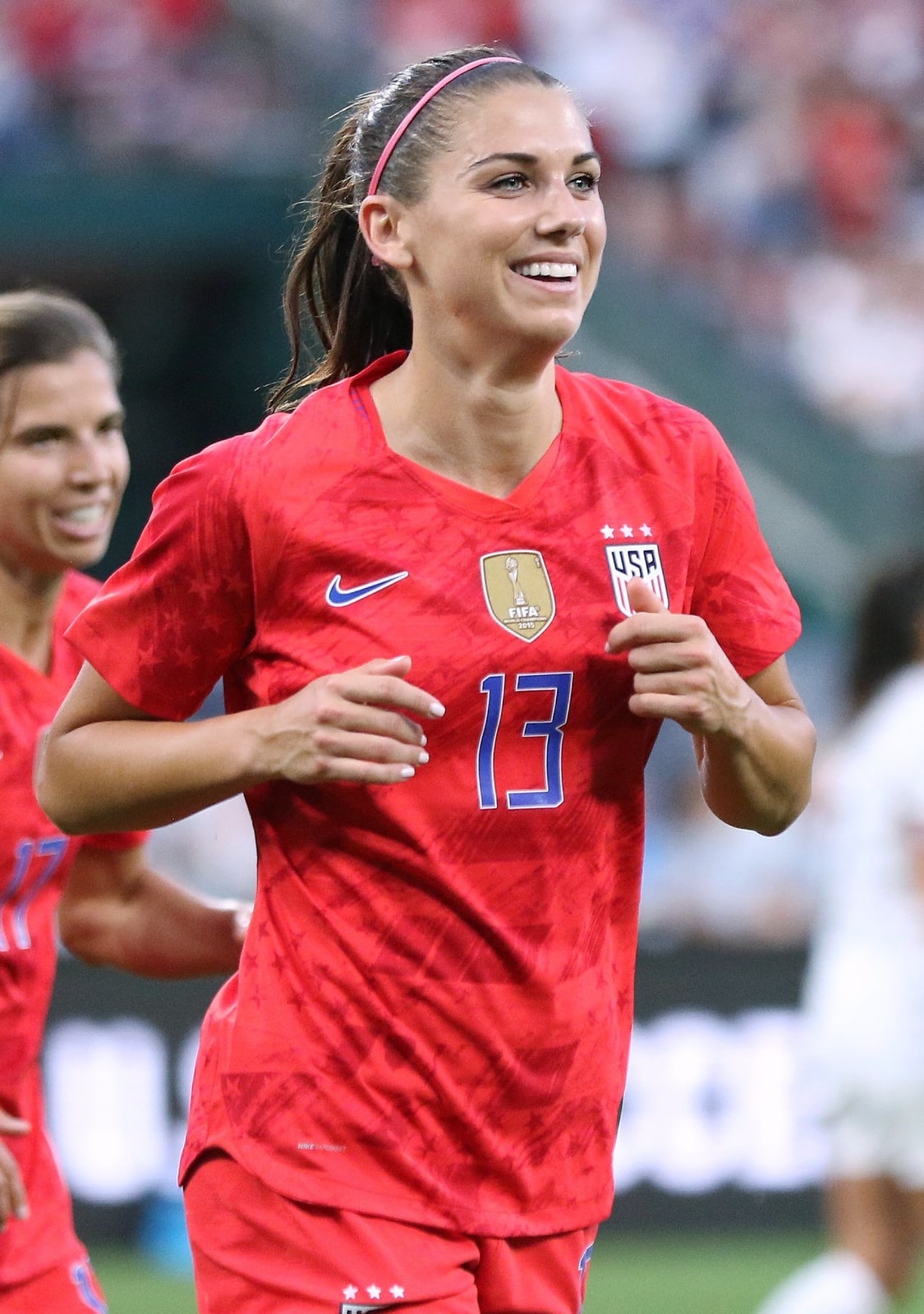 Alex Morgan playing for the United States in 2019.