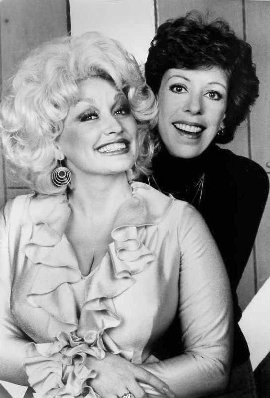 Dolly Parton with Carol Burnett in an archival television photograph.