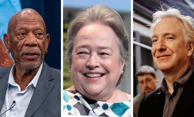 Photo collage of Morgan Freeman, Kathy Bates, Alan Rickman