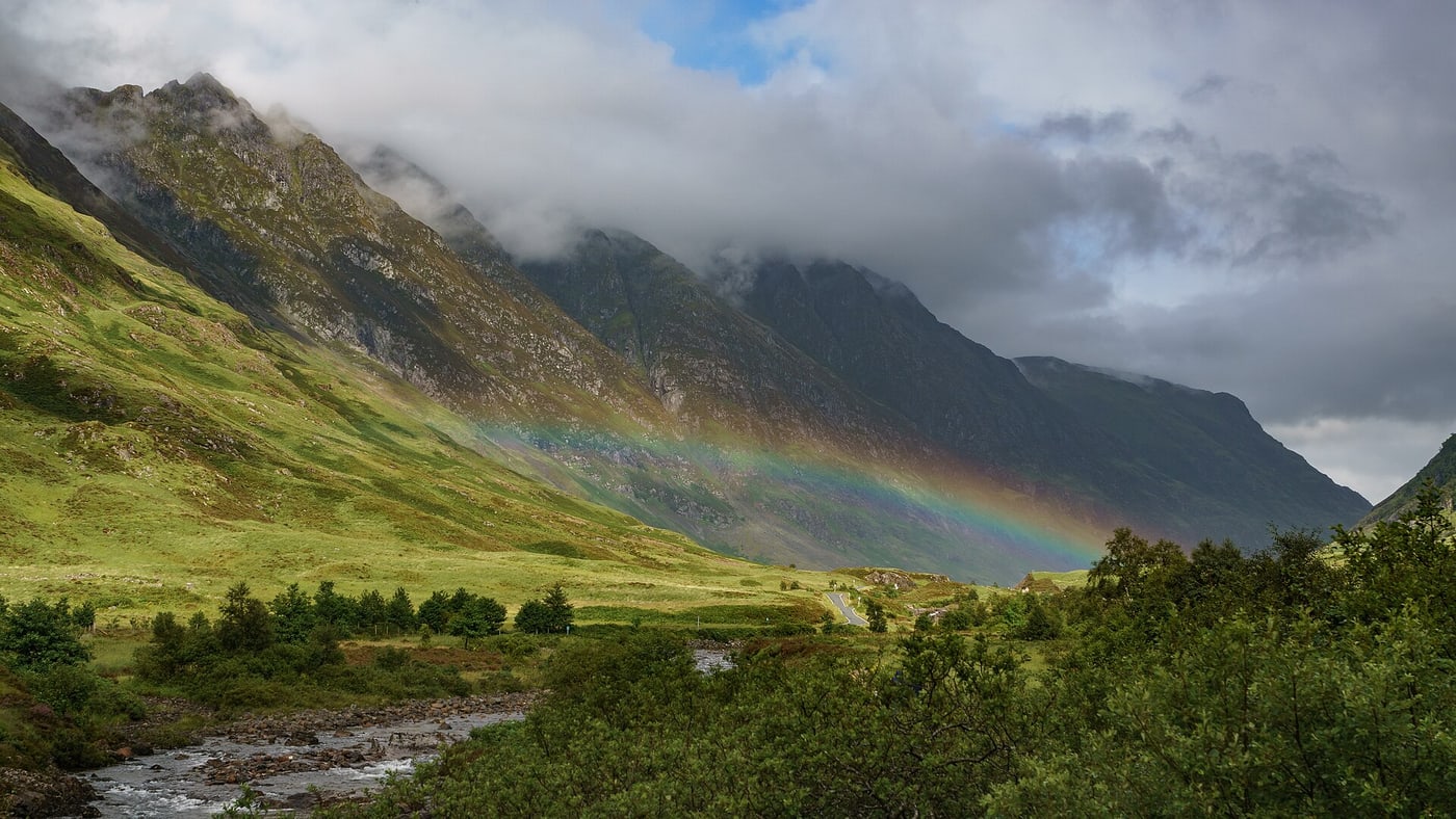 Glen Coe, Scotland. A landscape view, not an exact recreation of a film shot.
