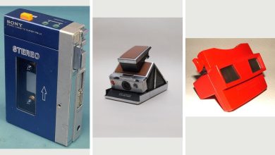 Photo collage of Walkman, Instant camera, View-Master