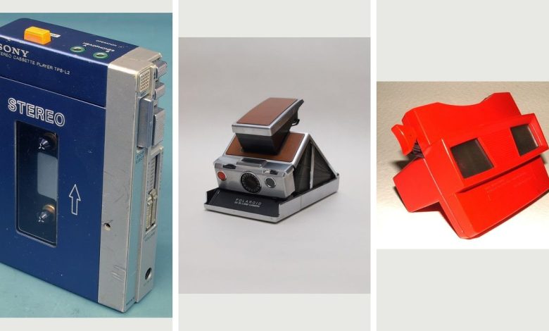 Photo collage of Walkman, Instant camera, View-Master