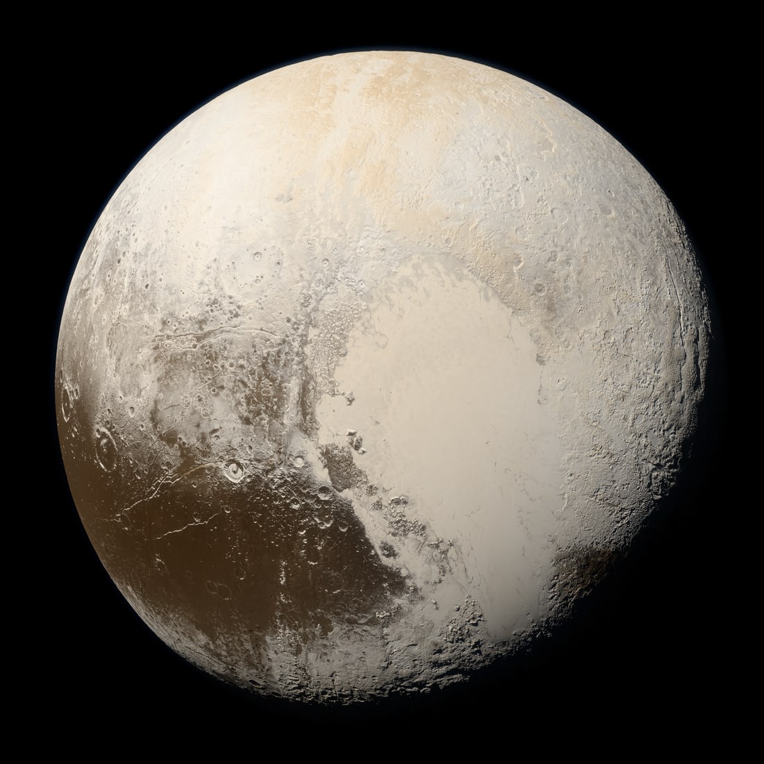 Pluto in a natural-colour reconstruction from New Horizons observations.